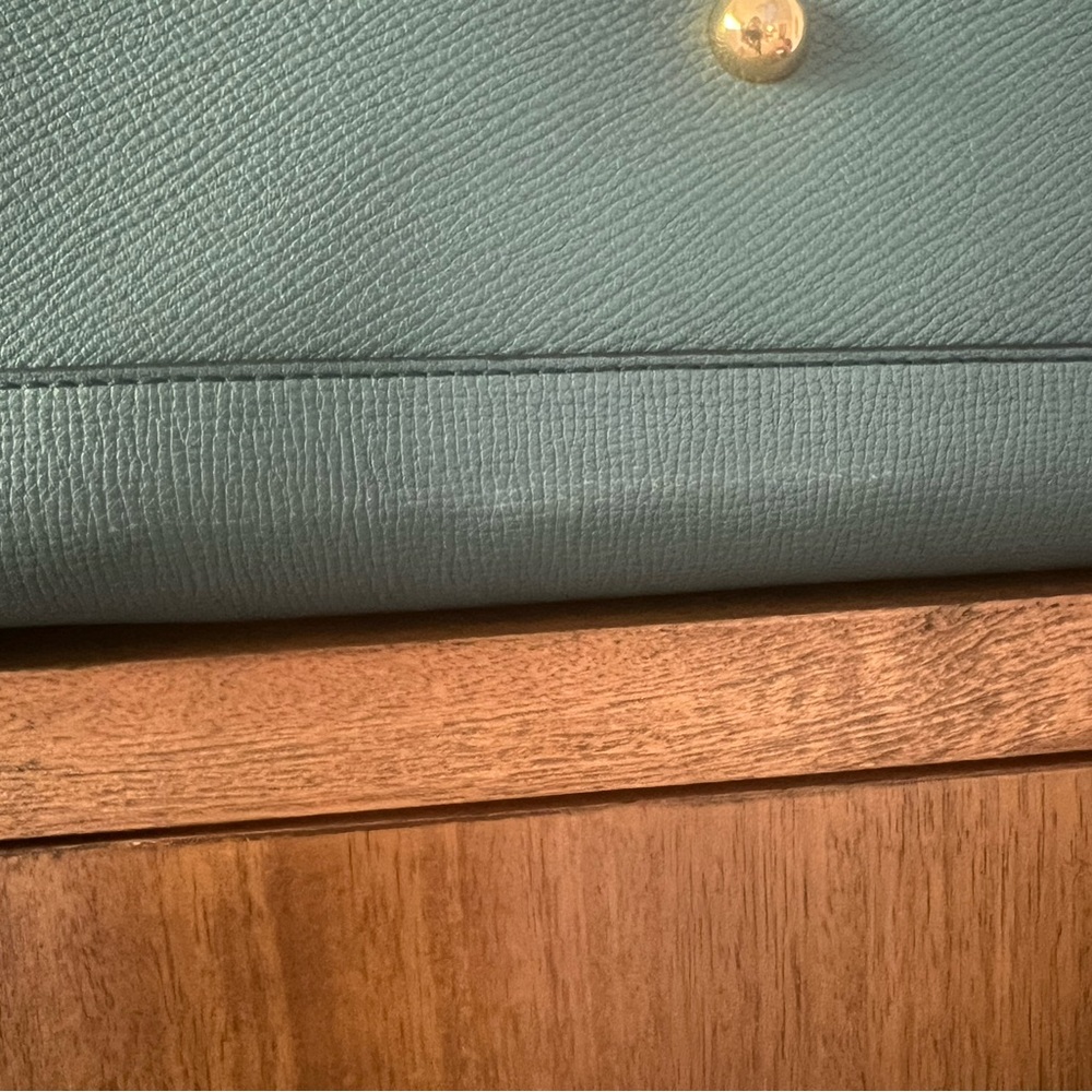 BURBERRY Teal Pebbled Leather Medium Tote - Picture 10 of 13
